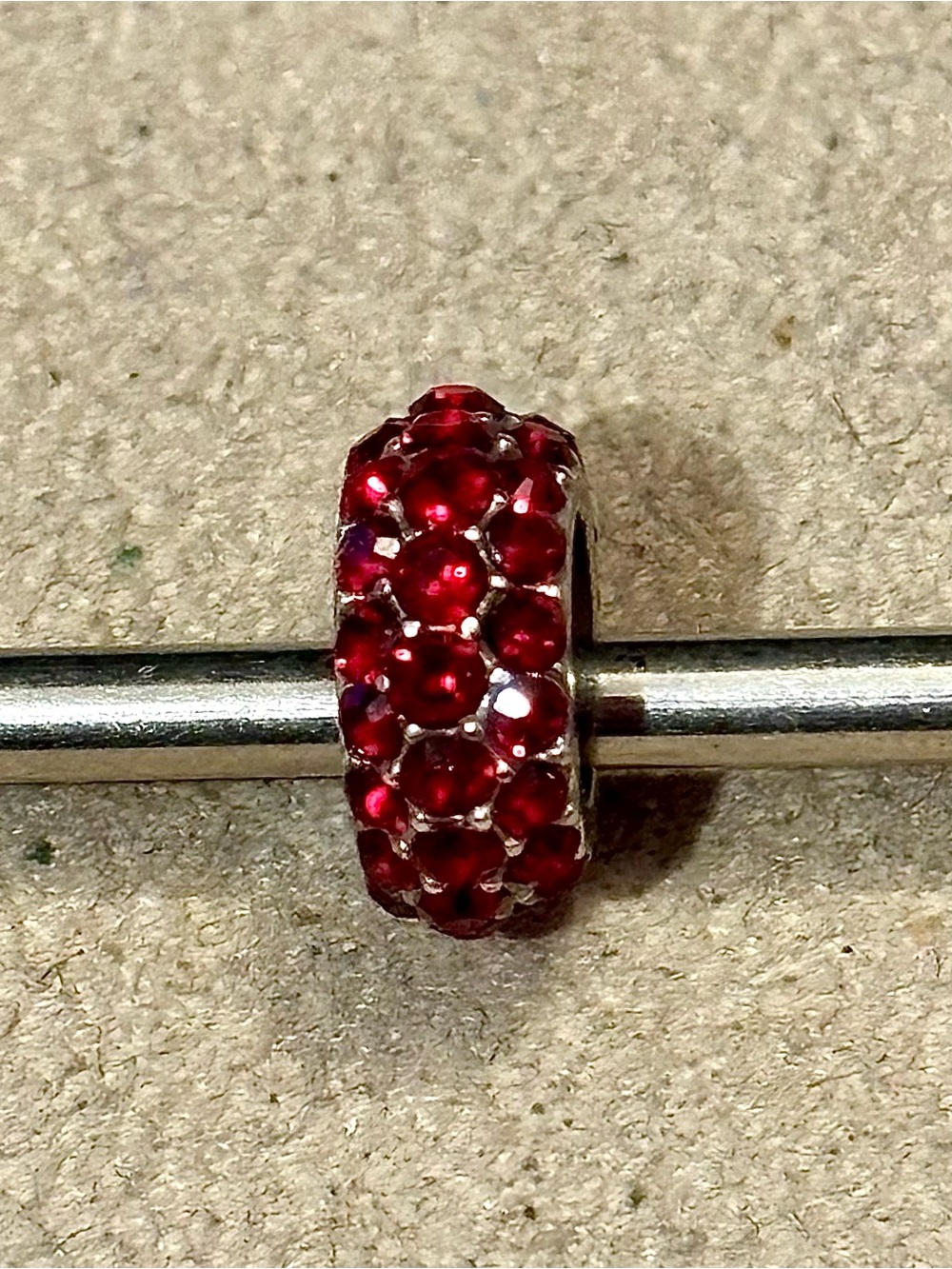 🆕Listing! Brighton Glitter Spacer Dark red Thin bead 3 rows of crystals Retired